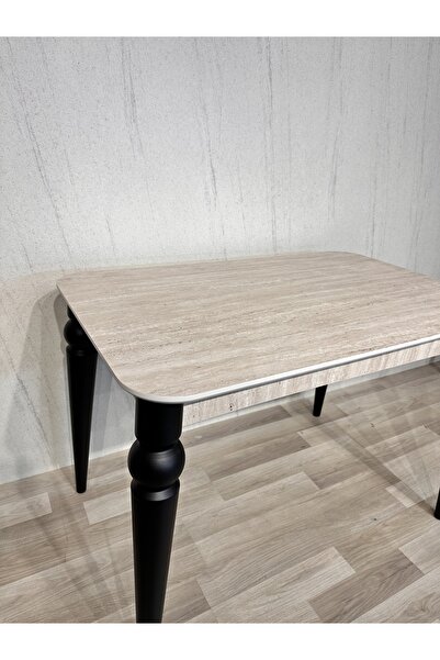 SÇ MASSAN 70 x 110 Mutfak Masası Traverten MDF Sabit Yemek Masası Salon Masası