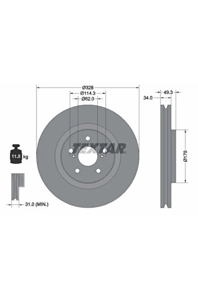 TEXTAR Дискови спирачки Lexus Rx Toyota Rav 4 5