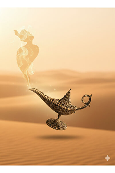 Elit Mineli Metal Alaaddin Lambası Metal Mini Model