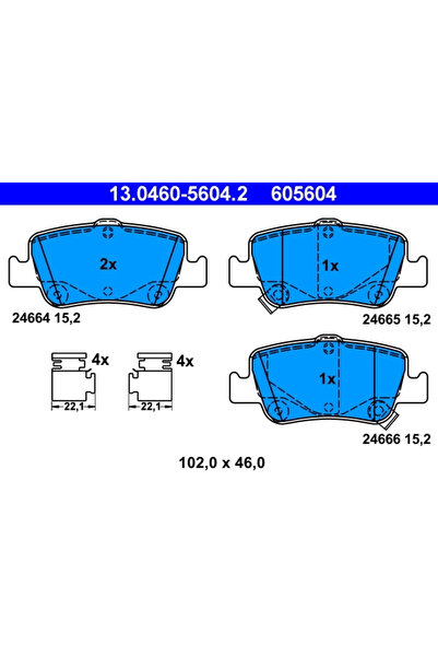 Ate Комплект спирачни накладки за дискови спирачки Toyota Auris/Corolla Sedan