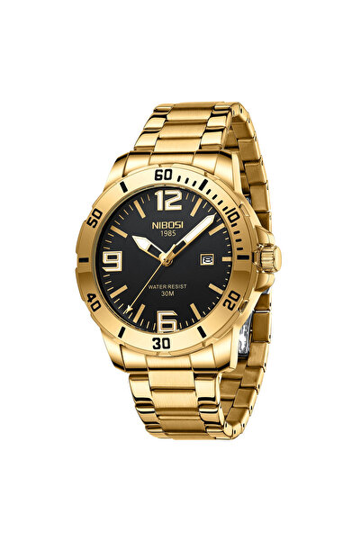 Nibosi Ceas de mână bărbătesc Elegant Analog Quartz Casual Modă Auriu Negru