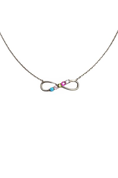 Crocodileskids Κολιέ από ασήμι 925, Infinity με πολύχρωμα ζιργκόν 40 cm