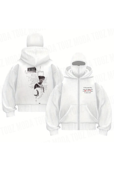 Touz Moda Balaclava Atatürk Series Baskılı Ninja Hoodie Sweatshirt