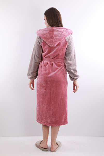 Wild Love %100 Bambu Kadın Kapüşonlu Çiçek Cepli Sabahlık / Bornoz