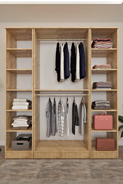 Ases Mobilya Ases ELA863 Geniş Derin Gardırop 4 Kapaklı Bol Raflı 2 Askılıklı Kullanışlı Giysi Dolabı