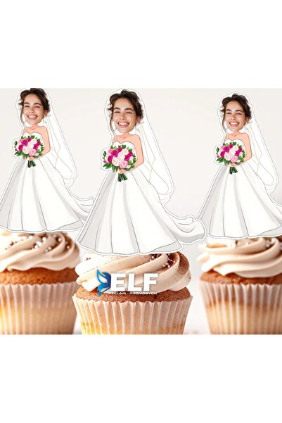 ELF REKLAM Bride To Be Kişiye Özel Pasta Süsü Cupcake Süsü (10adet)