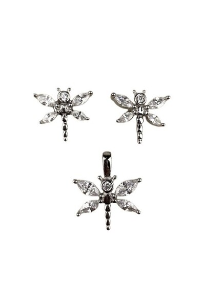 Crocodileskids 925 Silver Dragonfly Set, 4.20 g