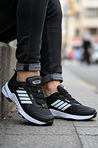 Giyyin Αθλητικά παπούτσια Sneaker Μαύρα Λευκά Καθημερινά Άνετα Ποιοτικά Με κορδόνια Ορθοπεδικά Κατάλληλα για το Χειμώνα