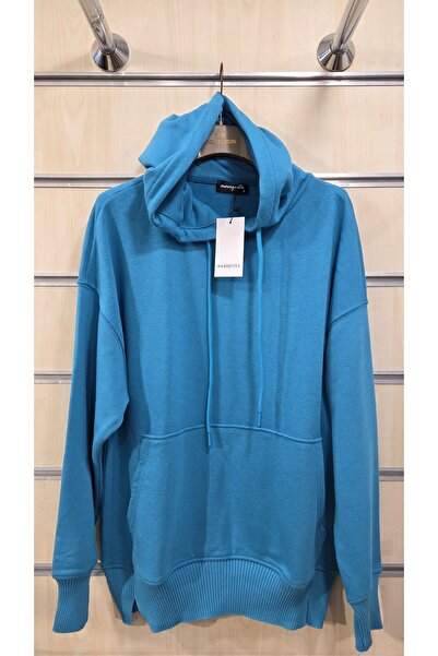 trendbysena Hooded Women's Sweatshirt with Kangaroo Pocket Detail