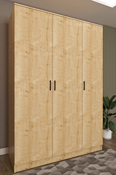 Ases Mobilya Ases ESL758 Geniş Gardırop Raflı Yüklük Dolabı Beyaz - Safir Meşe