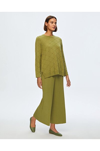 MISS DALIDA T24K-7012 Lastik Örgü Pantolon Etek FİABA-OLİVE