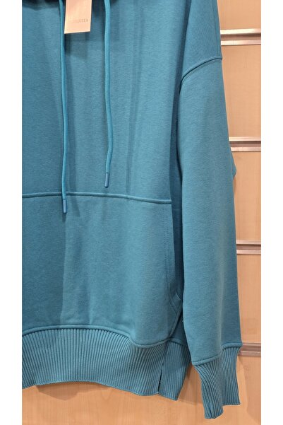 trendbysena Hooded Women's Sweatshirt with Kangaroo Pocket Detail
