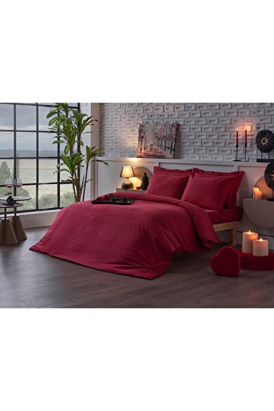 Storish Redlove Pamuk Saten Çift Nevresim Kırmızı