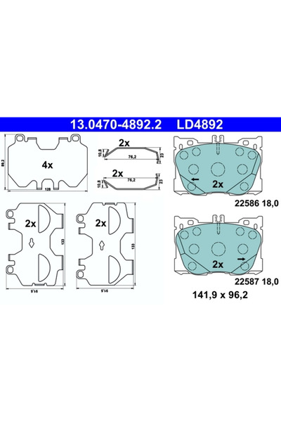 Ate Set Placute Frana,Frana Disc 13.0470-4892.2 Mercedes-Benz Cls/E-Class/E-C...