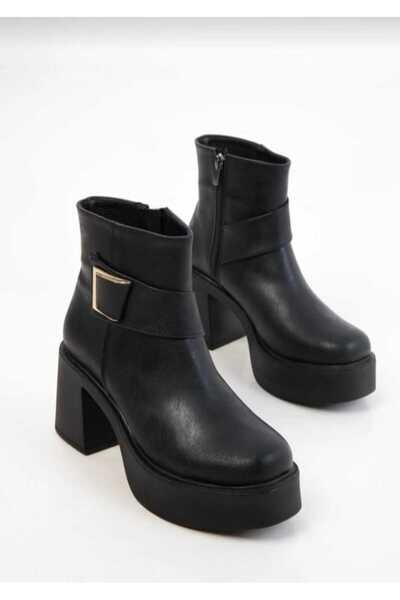 Best Group Cizme de damă cu cataramă, confortabile, cu toc înalt și gros