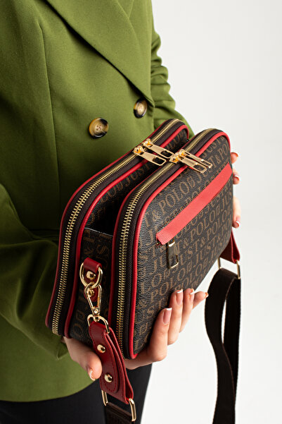 WEST POLO CÜZDAN Women's Waterproof Printed Patterned 5 Compartment Crossbody Bag Shoulder Bag and Wallet Combination Try3502