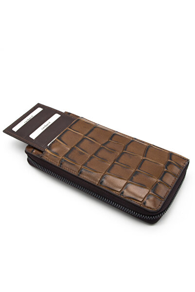Cacharel Brown B.Kroco Leather Unisex Wallet 21055B8K