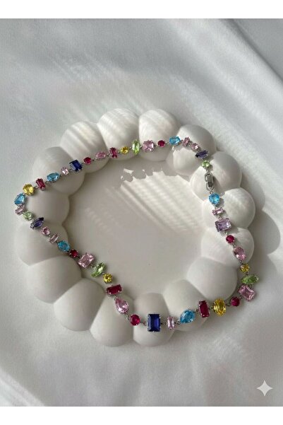 Limezon RENKLİ ZİRKON TAŞLI GEMA KOLYE