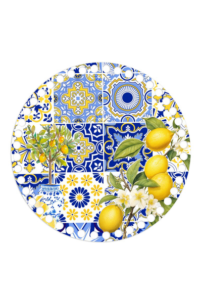 GRAFİLLİ DESİGN 2 Adet Renkli Limon ve Motif Baskılı Ahşap Çanta Plakası