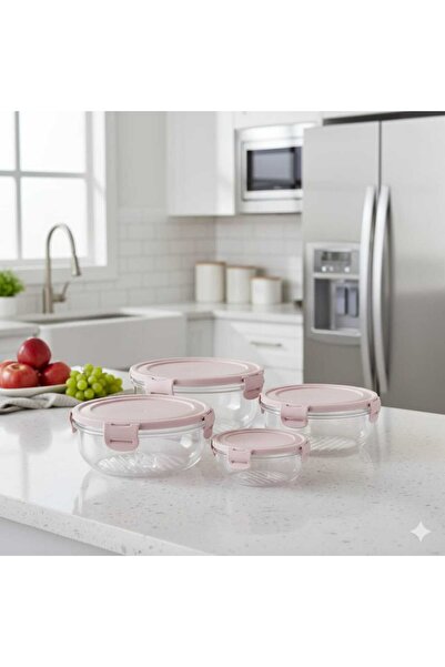 Nurfa مجموعة حاويات تخزين دائرية بغطاء ملون مكونة من 4 قطع 400x800x1350x2250 مل