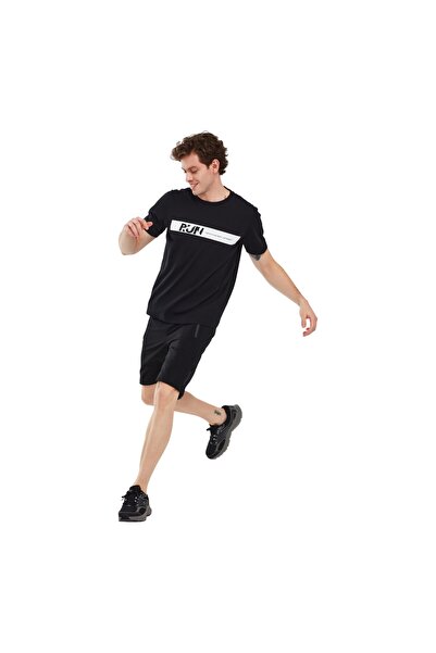 SKECHERS Ανδρικό μπλουζάκι μαύρο γραφικό μπλουζάκι M κοντό μανίκι S241009-001