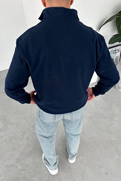 HAFKAGİYİM Navy Blue Yacht Club Half Zip Relaxed Sweatshirt