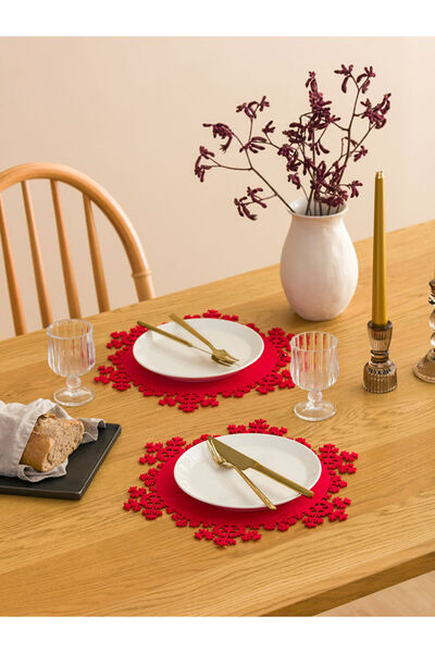 LC Waikiki Sparkling Choices from Shining Store | Snowflake Patterned 2-Piece American Service Set 30X30 cm