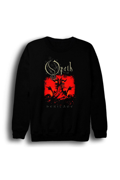 fame-stoned Φούτερ Opeth - Μουσική Ομάδα με στάμπα, Unisex, 100% βαμβακερό, μαύρο με λαιμόκοψη