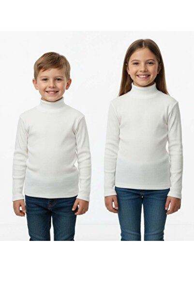 ARYDY Kız Erkek Kaşkorse Boğazlı Beyaz Badi Çocuk 1-12 Yaş