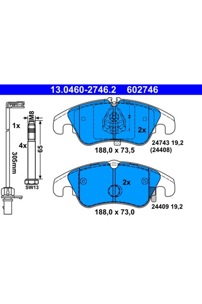 Ate Set Placute Frana Frana Disc Audi A4 Allroad B8/A4 B8/A5