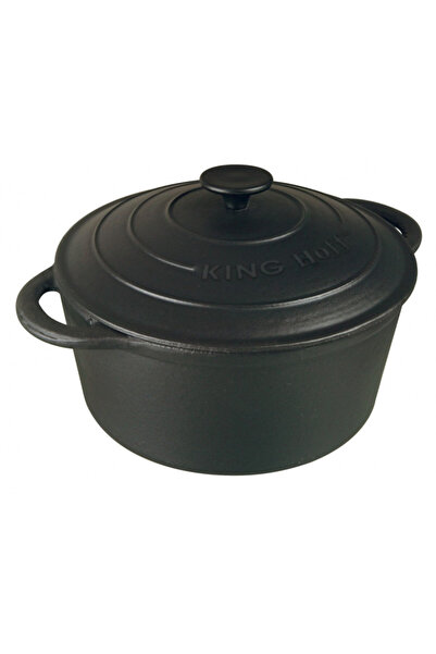 Kinghoff Oală din fontă KH 2254, 4 litri, 24 cm, strat antiaderent, Indus, Negru