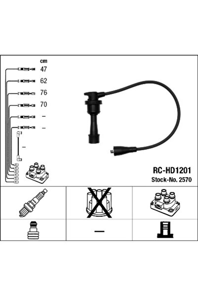 NGK Set Cablaj Aprinder Hyundai Lantra 1/Santamo/Sonata 3 Kia Joice