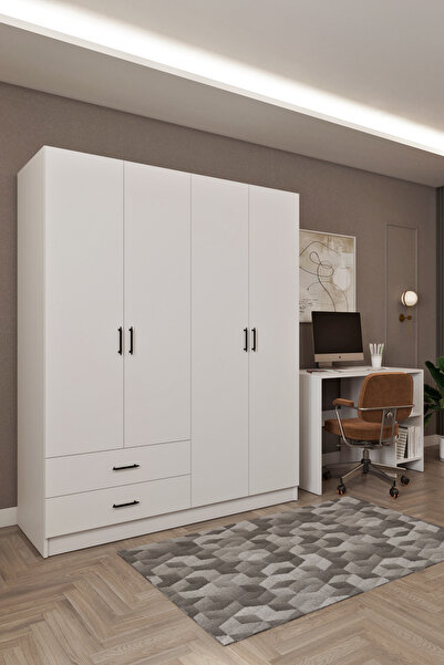 Ases Mobilya Ases HDF5358 Genç Odası Gardırop ve Çalışma Masası Hediyeli Beyaz - Safir Meşe