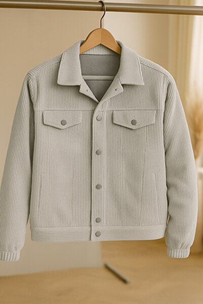 LOES MOMENT Yeni Sezon Kadife Çıtçıtlı Cep Detaylı Ceket