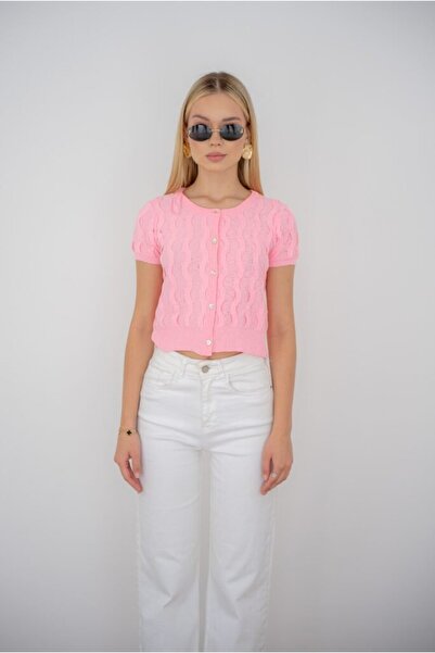 UNBOX Wave Knit Cardigan – Pink