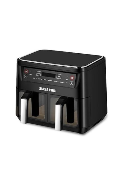 Swiss Pro Friteuza cu aer cald Air fryer + SP-AF9L.2W Airfryer dublu 9Litri, incalzire precisa pentr