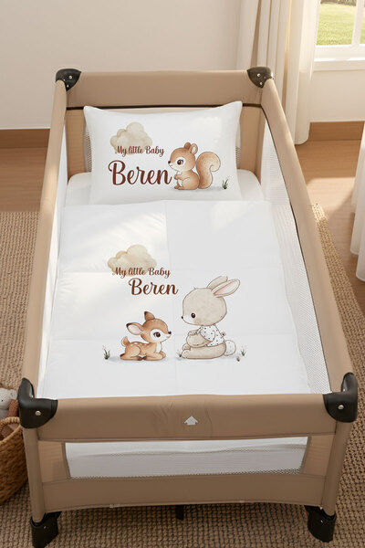 Homamia İsme Özel 4 Mevsim Park Yatak Uyku Seti (70×120) %100 Pamuk