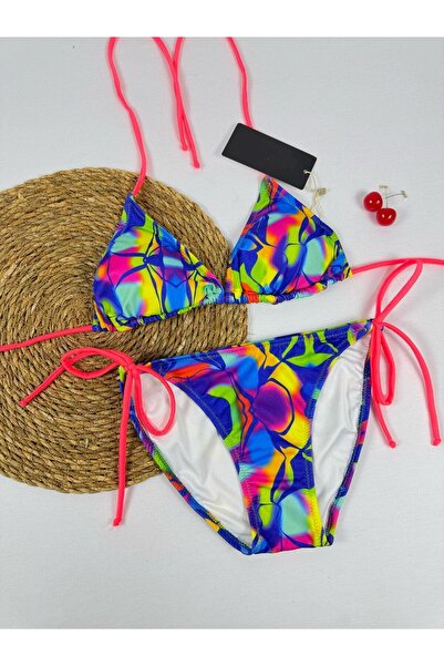 VAJESTO Γυναικείο ελαστικό ύφασμα ελαστικό σετ μπικίνι με κορδόνι με κορδόνι τρίγωνο