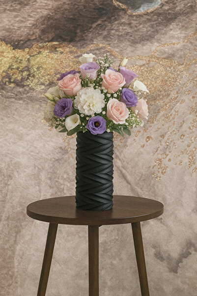 ARC TİCARET مزهرية عصرية ثلاثية الأبعاد سوداء للديكور