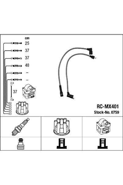 NGK Ignition wiring set SKODA FAVORIT 1989-1994 0759