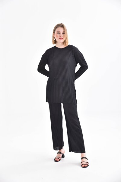 MyRia Ribbed Camisole Top and Bottom Set Black