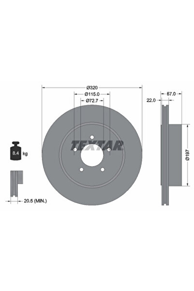 TEXTAR Disc Frana Chrysler 300C Chrysler (Bbdc) 300C