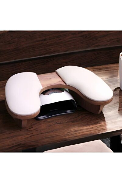 ipeksu co MANİKÜR SEHPASI ÇİFT KOL DESTEKLİ KREMSİ BEYAZ