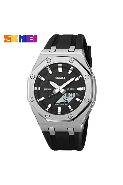 Skmei 2243 Silver-Black Men's Digital Watch – Multiple Functions, Sport Design, Stopwatch, Alarm