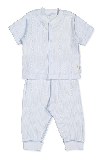 Bebetto بيجامة صغيرة بدون أكمام مع خياطة خارجية مزخرفة (أساسية/25) باللون الأزرق