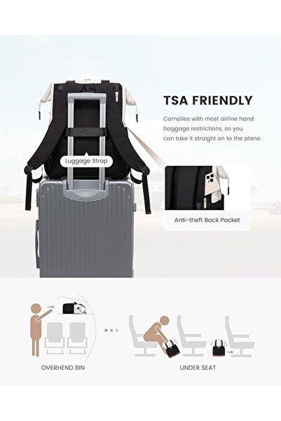 EXCEFORE شنطة ظهر للابتوب مقاس 15.6 بوصة للنساء، شنطة عمل بمنفذ USB، شنطة ظهر للسفر مقاومة للماء مع منظم.