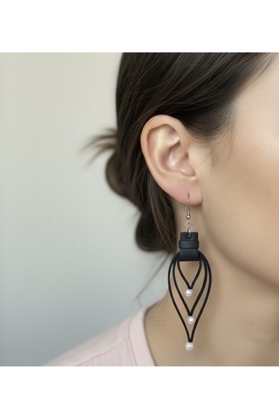 DENİZ TASARIM Süet incili küpe