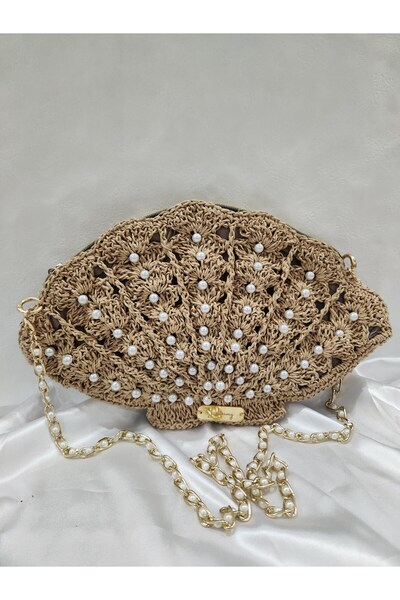 Dammy Bags Özel Tasarım İncili Midye Omuz Çantası