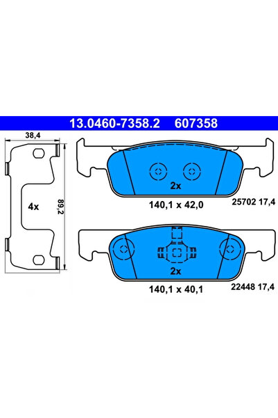 Ate Комплект накладки дискови спирачки Dacia Logan 2/Sandero 2 Renault Logan ...