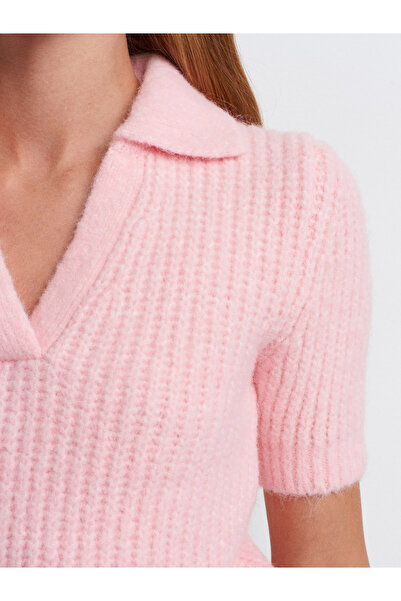 Dilvin 10814 Wool Blend Knitwear Sweater-Pink